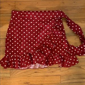Ruffle trim knot side wrap skirt